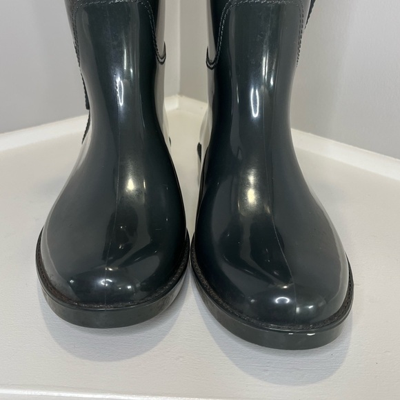 Coach Tasha Shiney Finish GraphiteTall Rubber Rain Boots - Picture 6 of 11